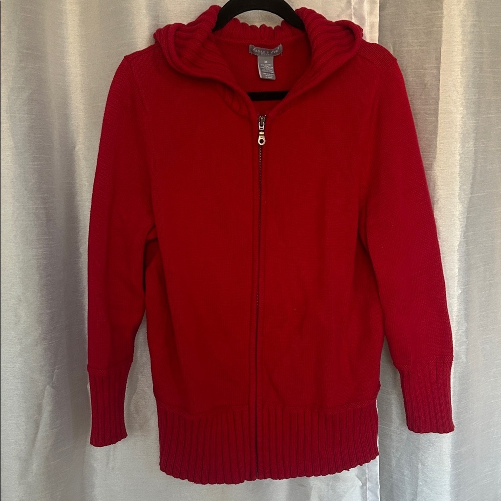 Cozy Red Women's Zip Up Knit Sweater
